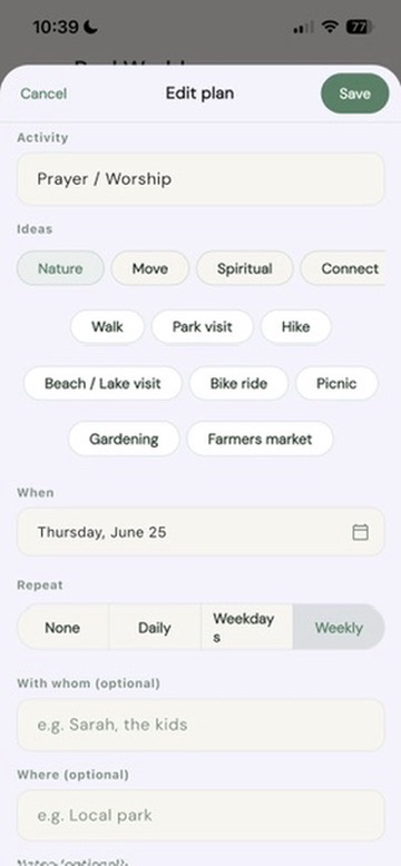 Twenty-six built-in ideas. Pick one, set a day, tell the person if you want.